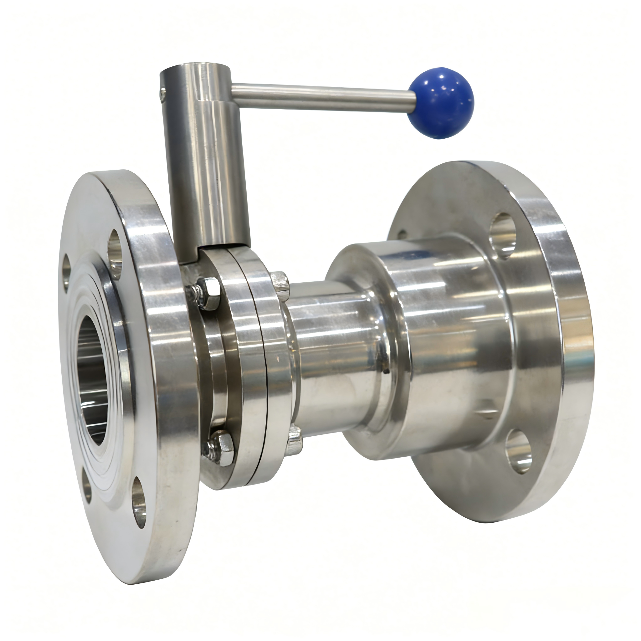 Stainless steel flange type manual DN100 milk water butterfly valve