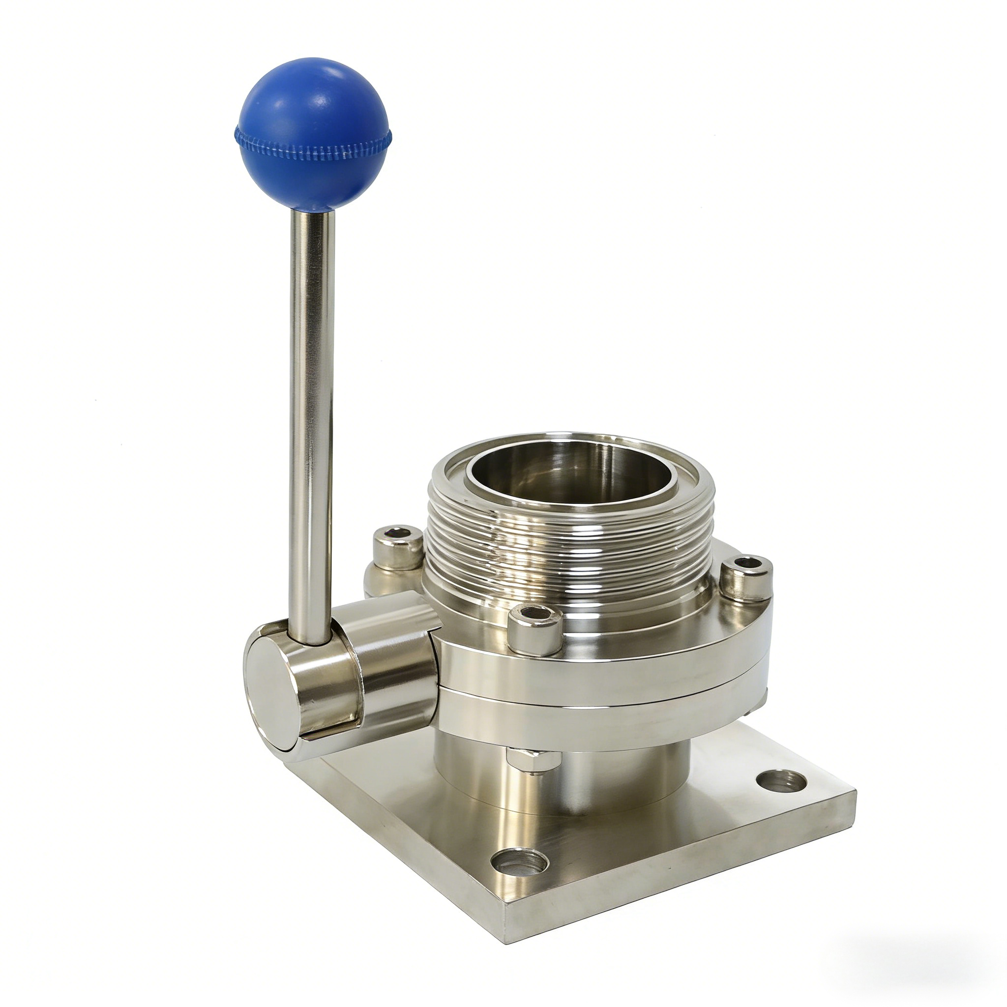 Stainless steel manual gearbox Keystone transformer milk flange threaded butterfly valve