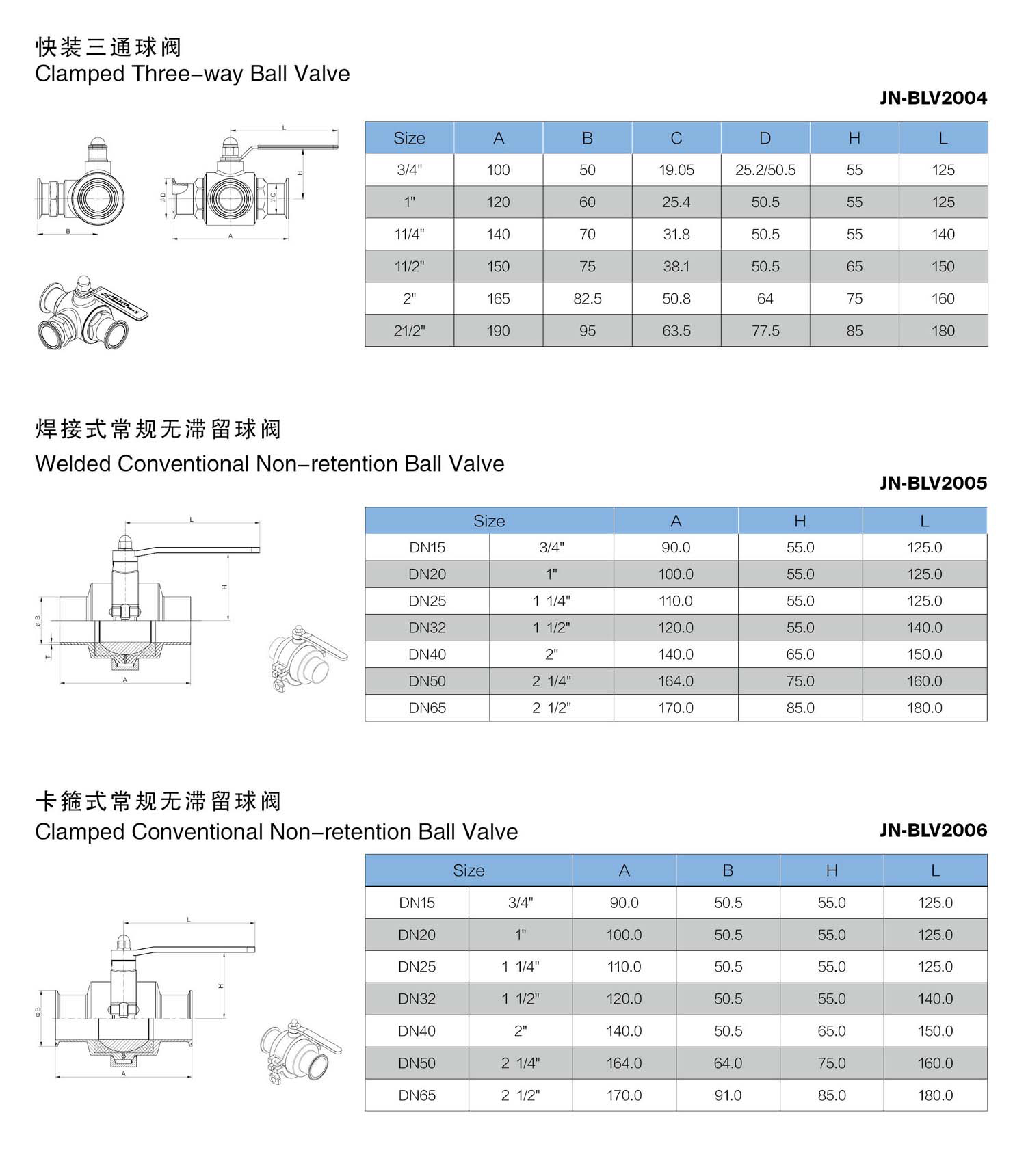 Stainless steel three-way internal thread manual ball valve