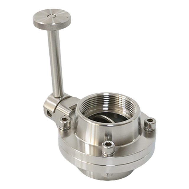 Sanitary Stainless Steel Female Threaded Butterfly Valve with Steel Rotating Handle
