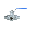 Sanitary Stainless Steel Welded Three-Way Ball Valve with Manual Lever Handle