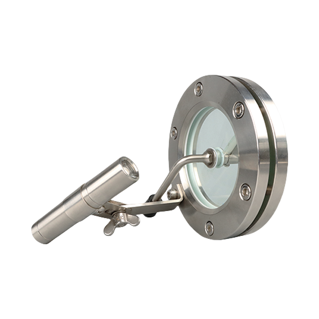High Pressure Sanitary Stainless Steel Bolt On Union Sight Glass with Movable Light & Wiper