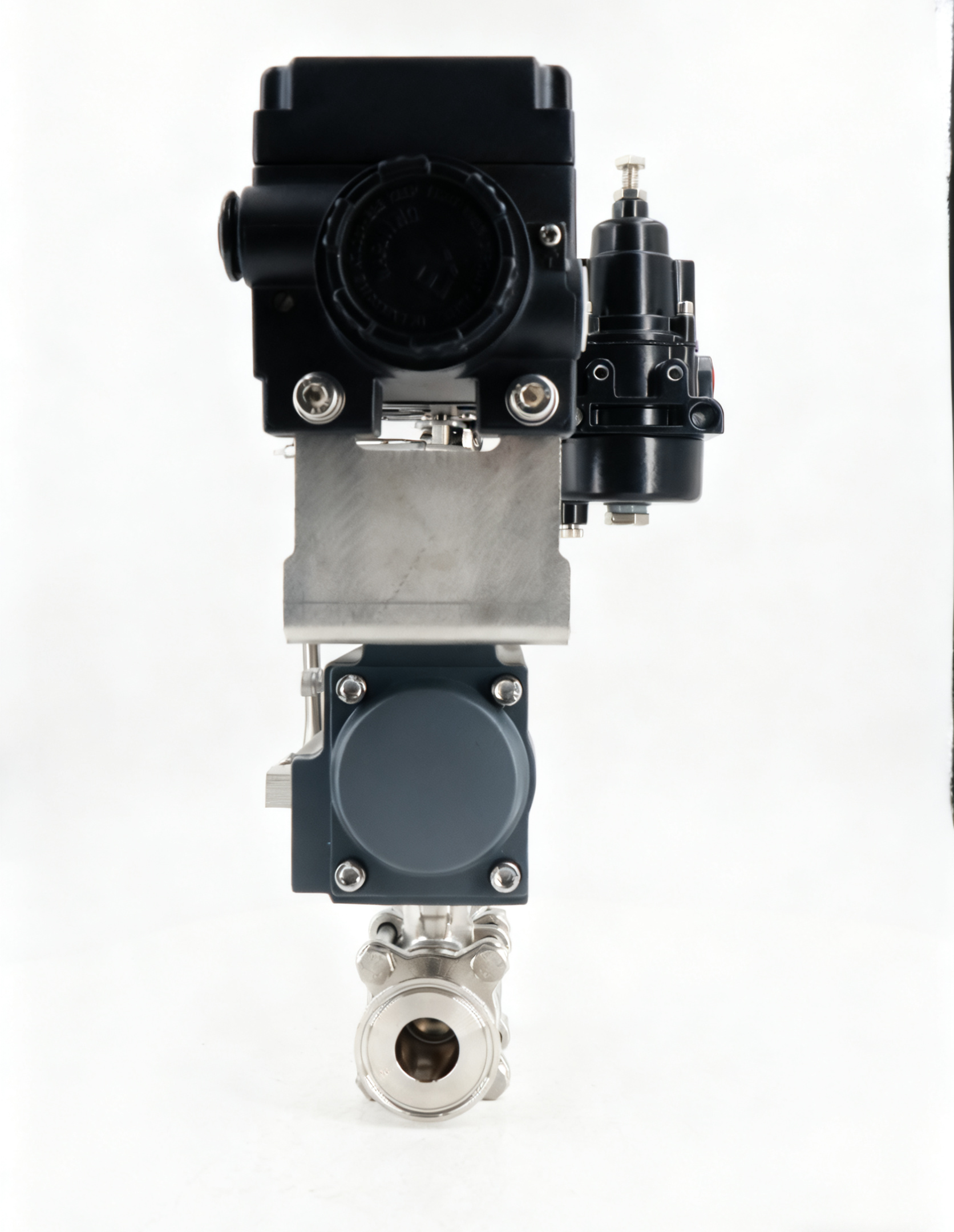 Pneumatic sanitary stainless steel quick-release three-piece regulating ball valve