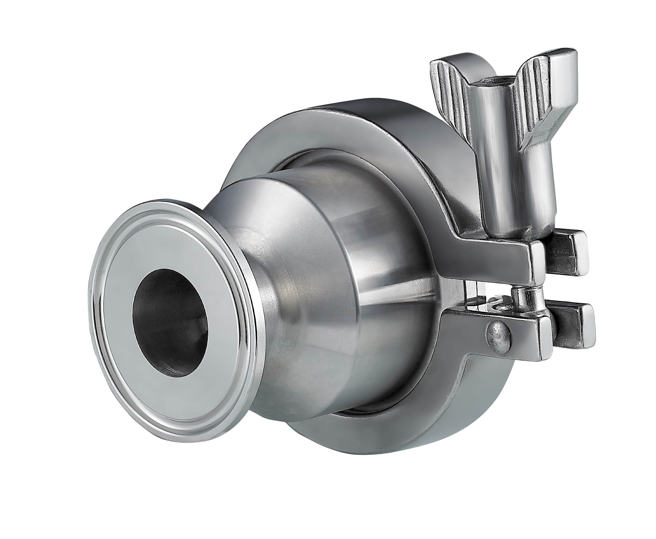 Stainless steel sanitary quick-connect welded spring check valve