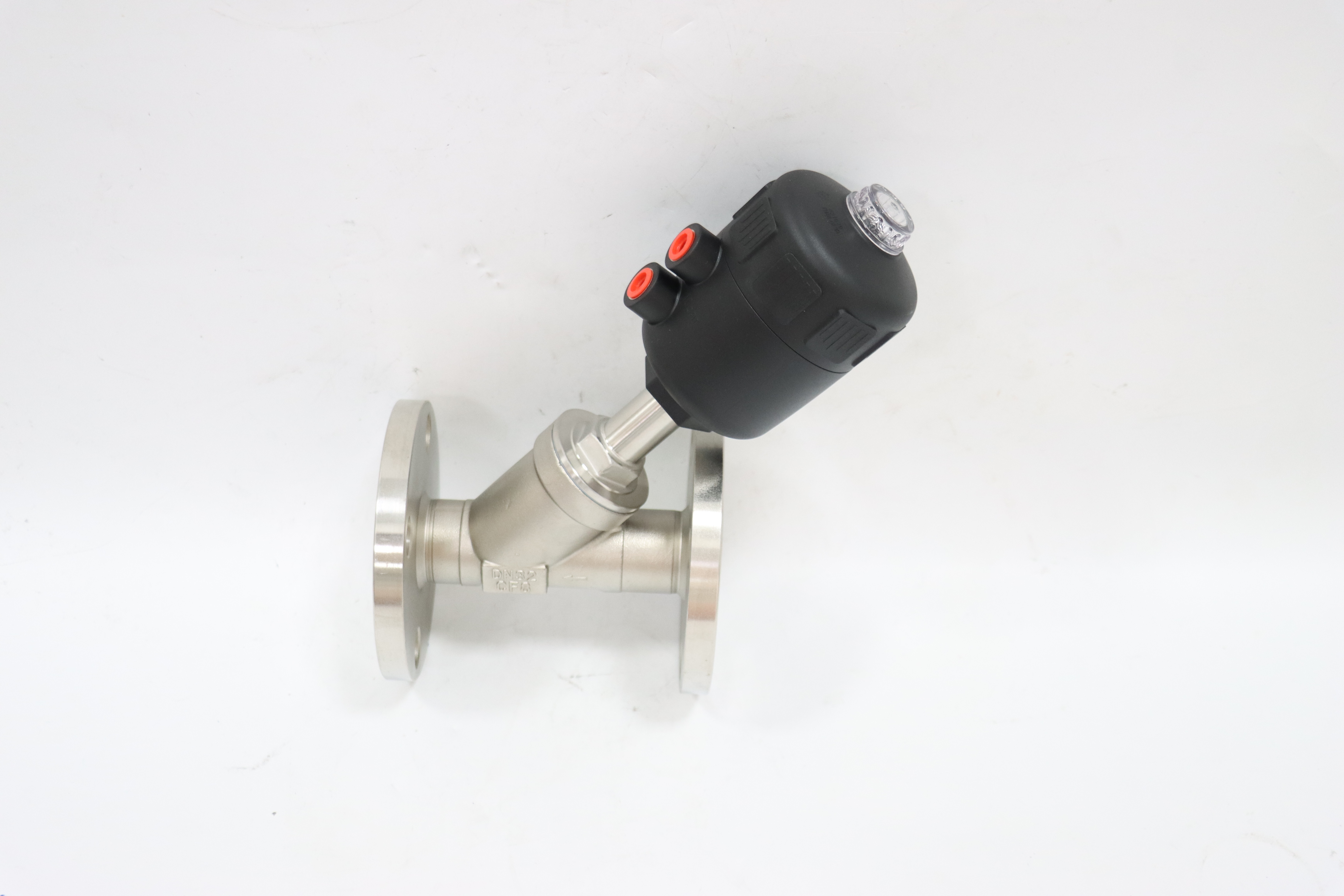 Stainless Steel Corrosion Resistant Flange Steam Plastic Head Pneumatic Angle Seat Valve 
