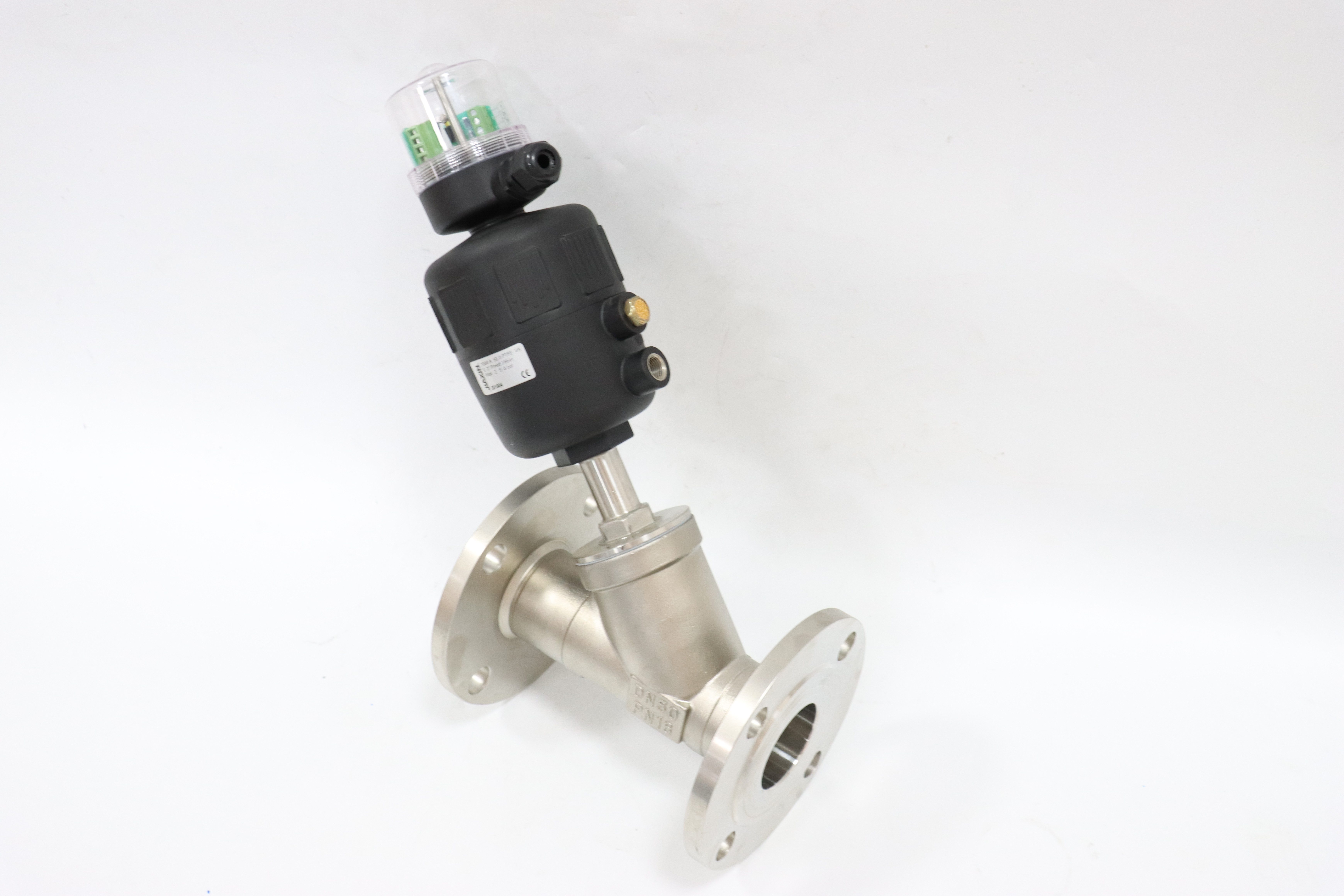 Stainless Steel Two-way Flange Pneumatic Plastic Head Angle Seat Valve