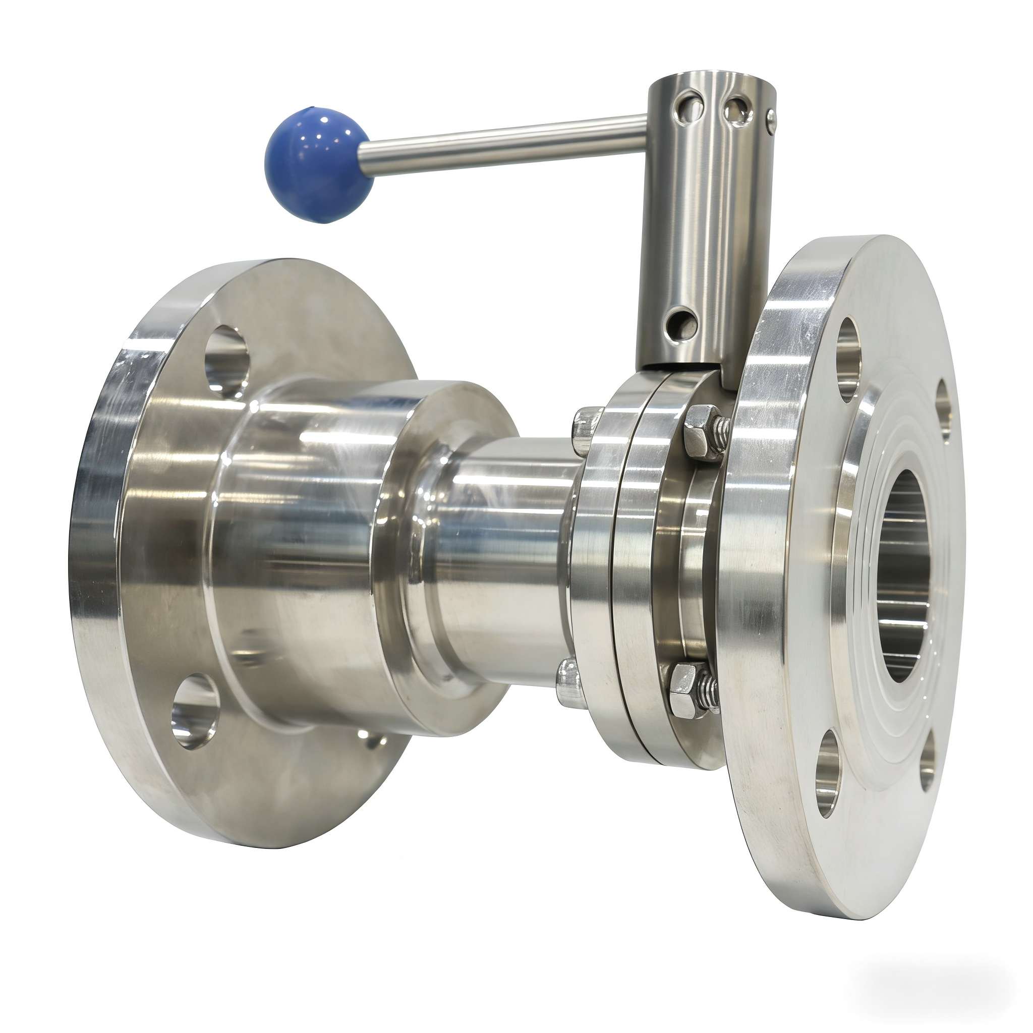 Stainless steel flange type manual DN100 milk water butterfly valve