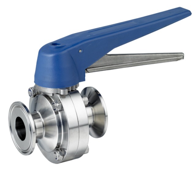 SS304 Food Grade Quick Release Clamped Two Way Butterfly Valve 