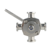 Stainless Steel Sanitary Manual 4-Way Single Port Tri-Clamp Plug Valve