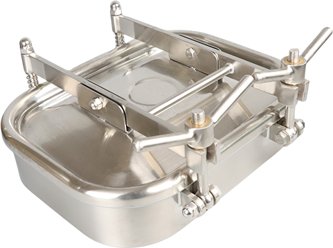 DN150 Stainless Steel Food Grade Rectengular Outward Side Tank Hatch with Double Arm