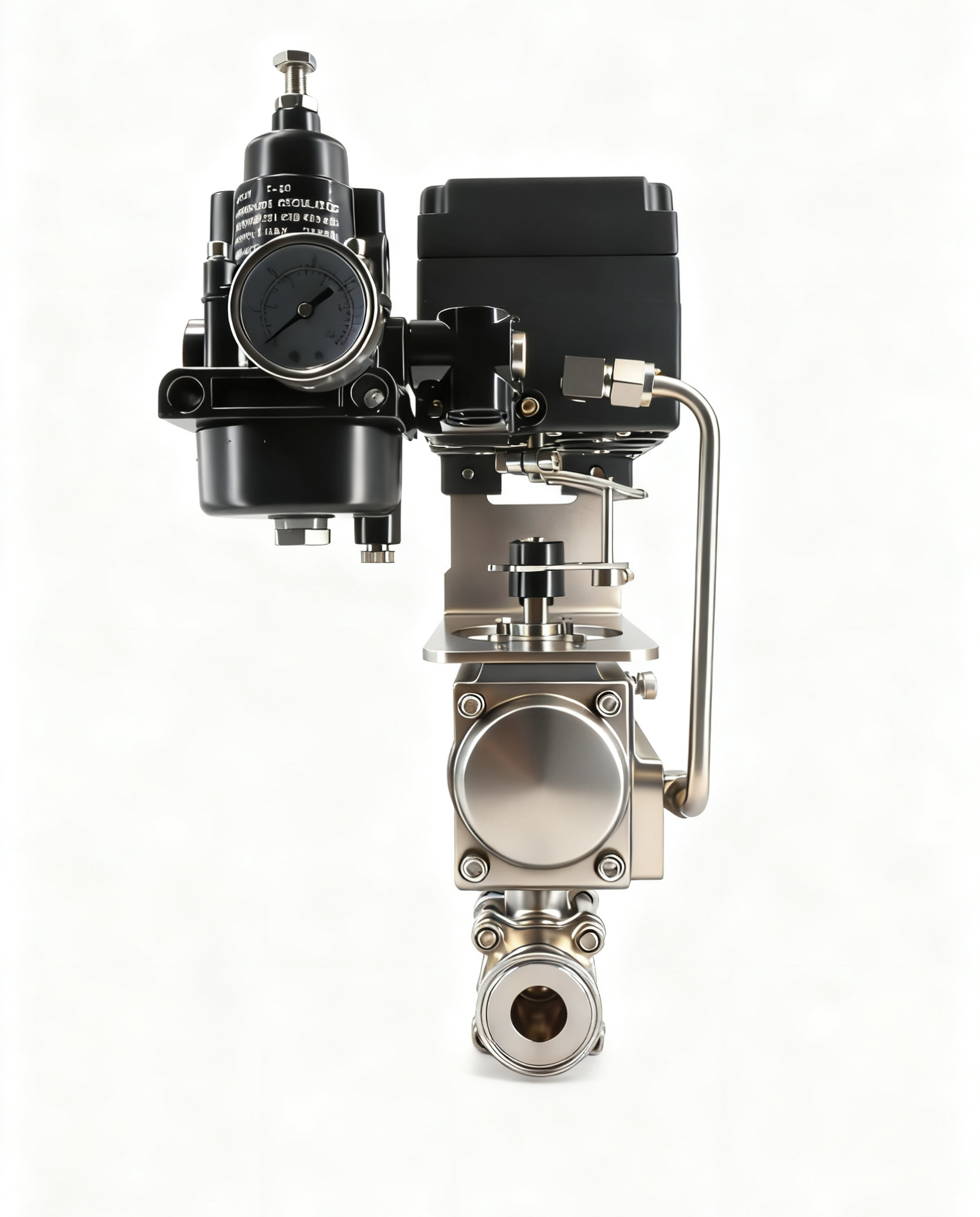 Pneumatic sanitary stainless steel quick-release three-piece regulating ball valve