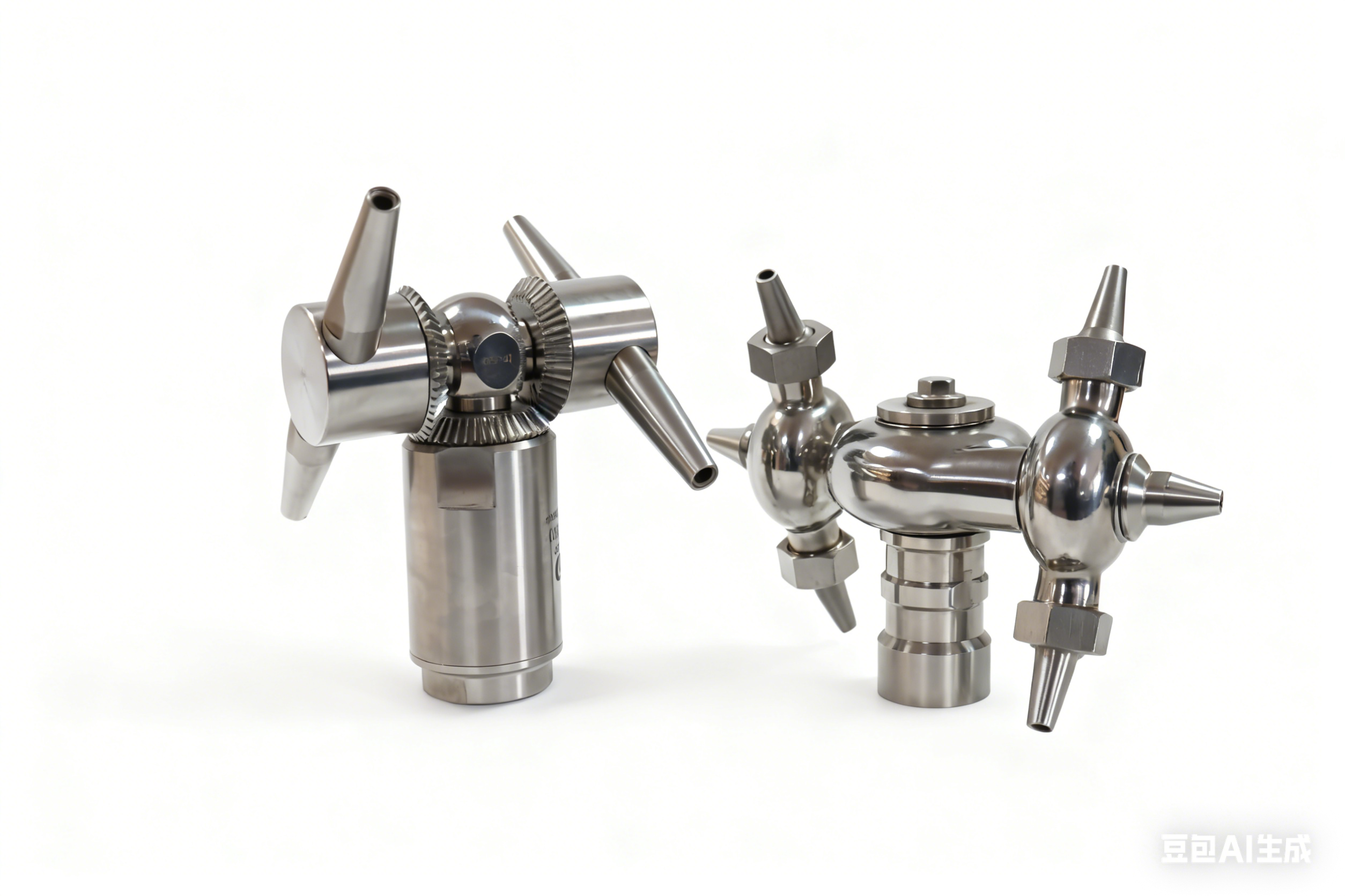 Stainless steel tank with rotating horn-shaped cleaning ball