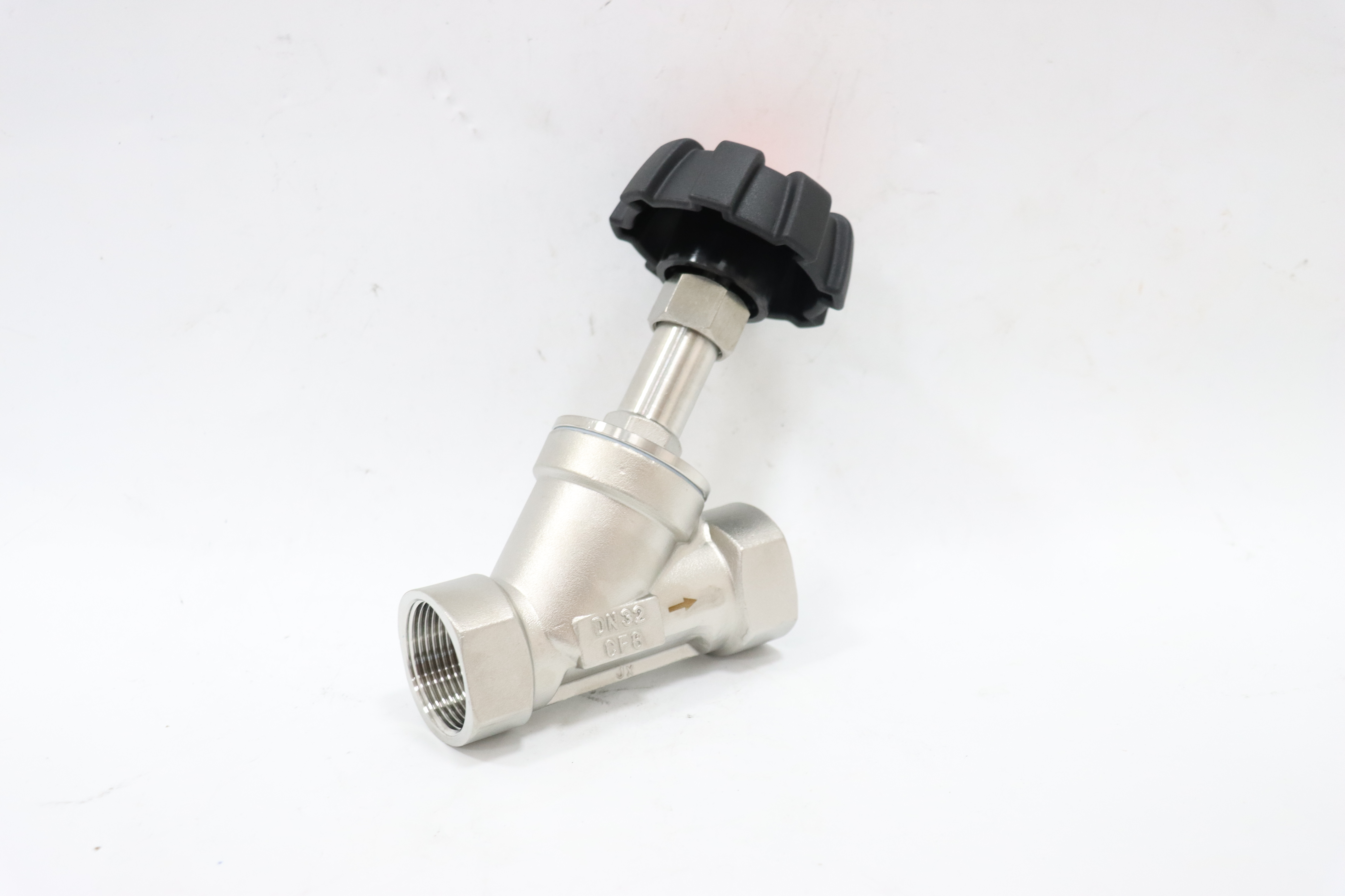 Sanitary Stainless Steel High-temperature Resistant Plastic Head Manual Threaded Angle Seat Valve
