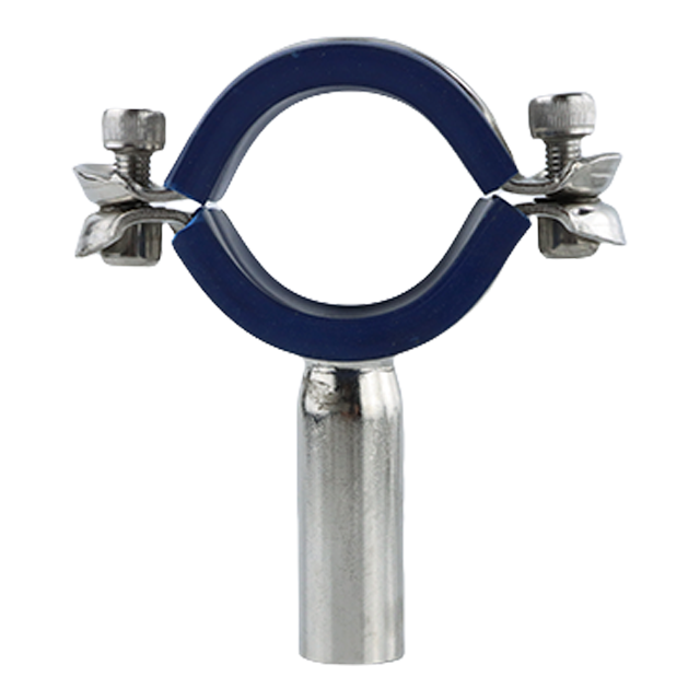  Stainless Steel Rubberized Clamp-on Pipe Round Fitting for Pipe Bracket