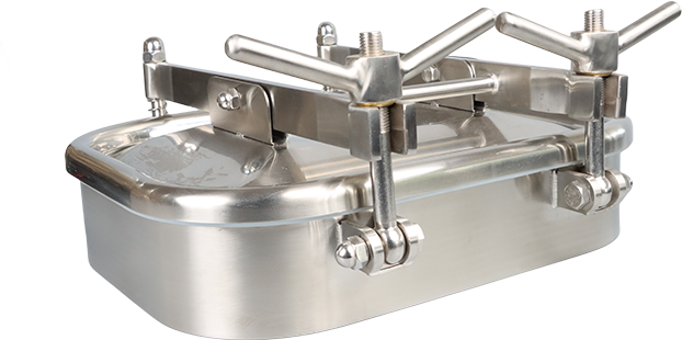 DN150 Stainless Steel Food Grade Rectengular Outward Side Tank Hatch with Double Arm