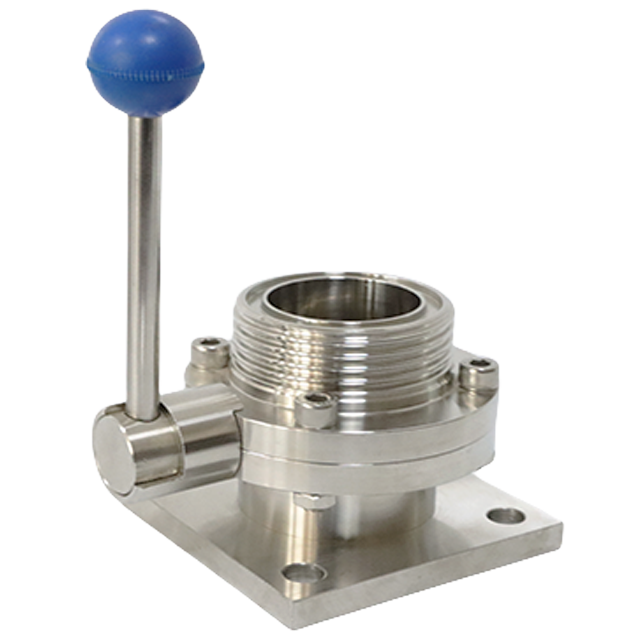  Sanitary Stainless Steel Manual Handle Butterfly Valve with Flange-Threaded Connection 