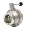 Sanitary Stainless Steel Manual Operated Threaded Butterfly Ball Valve with Pull Handle