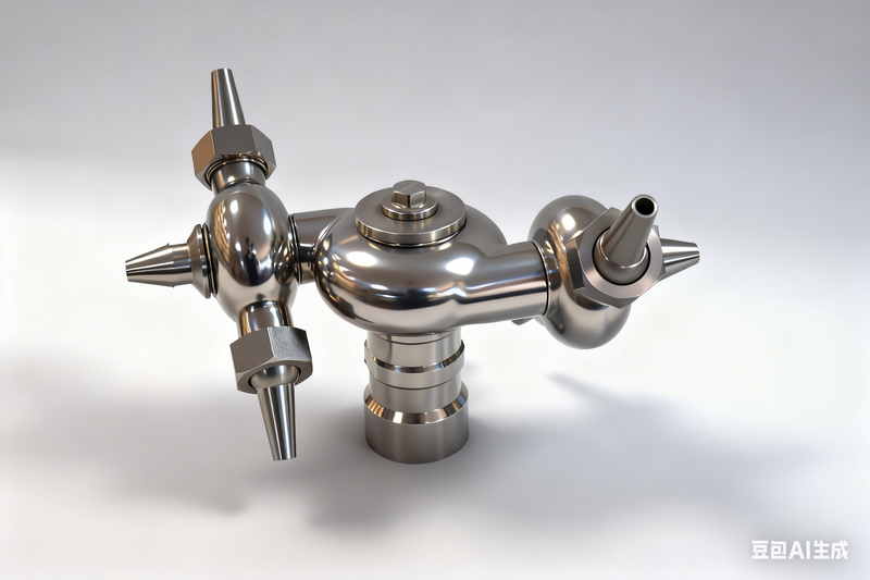 Stainless steel tank with rotating horn-shaped cleaning ball