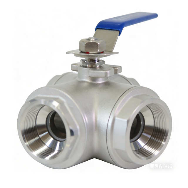 Stainless steel three-way internal thread manual ball valve